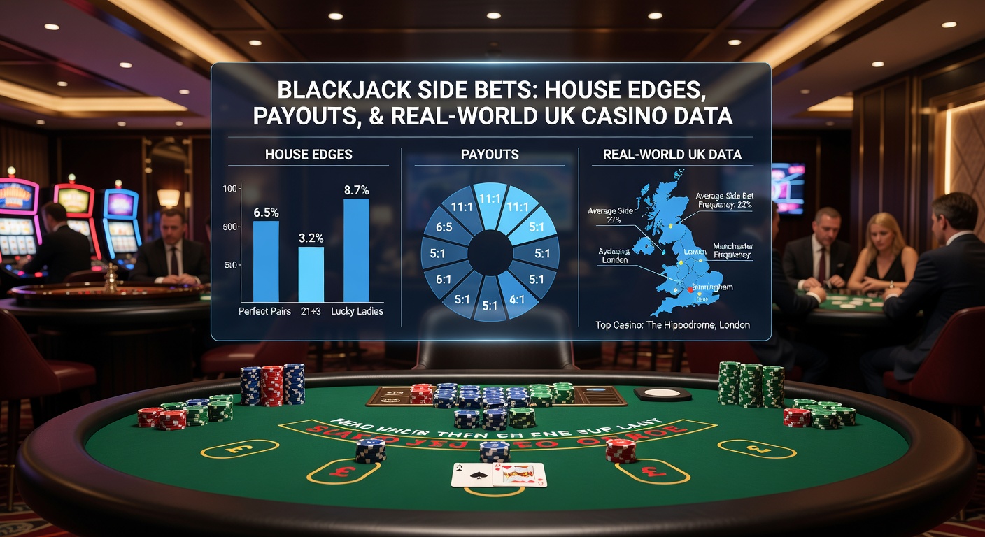 Close-up of a blackjack table showing side bet options like Perfect Pairs and 21+3