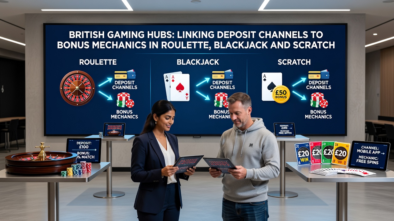 Deposit channel connections to blackjack and scratch play bonus features in UK gaming hubs