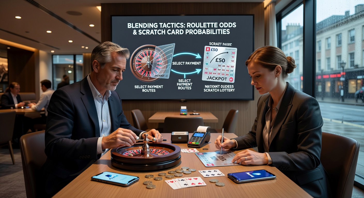 Digital interface showing payment method selection for casino games including roulette and scratch cards