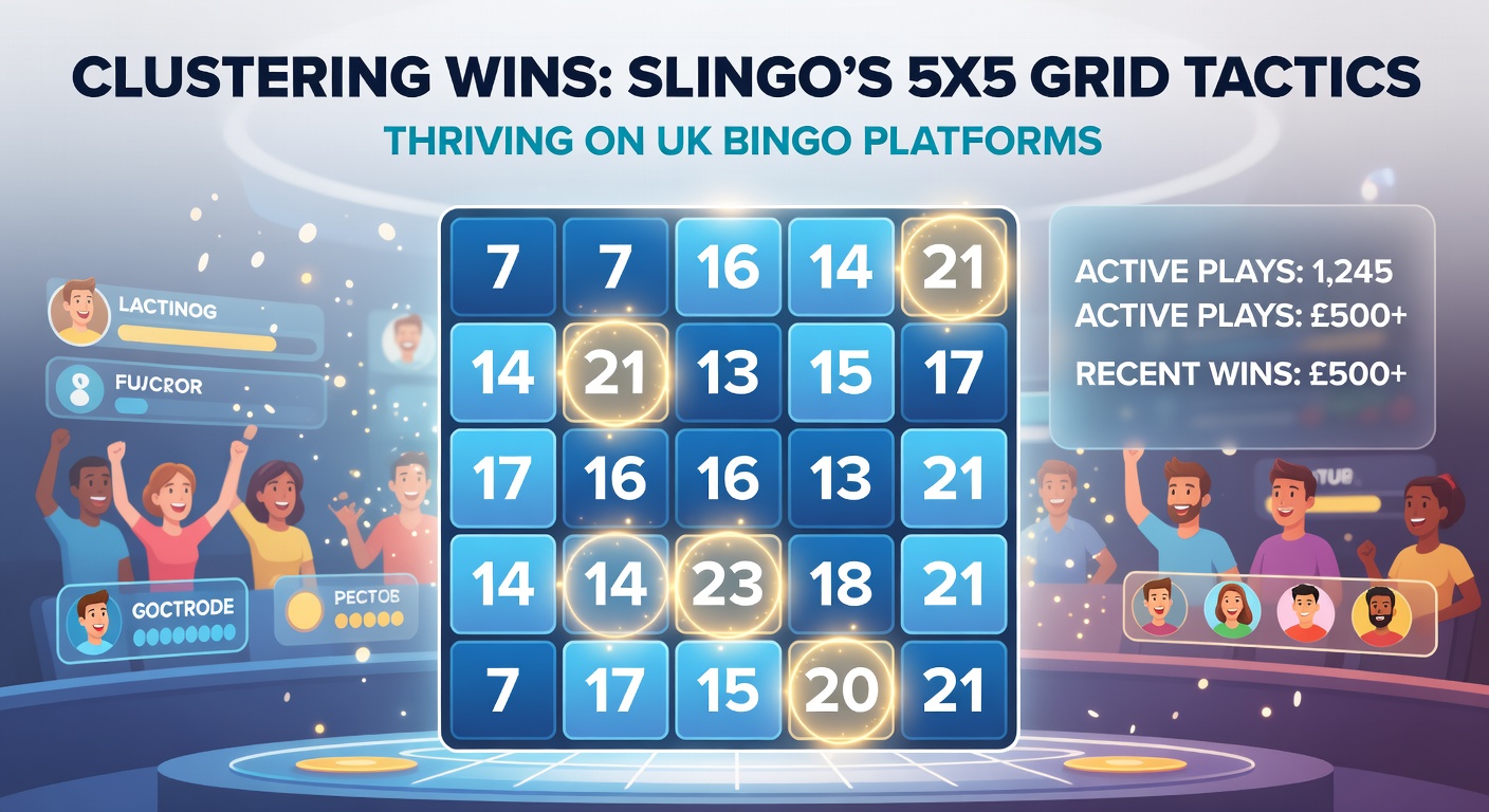 Close-up of Slingo gameplay showing joker placements leading to multiple clustered slingo lines on a mobile bingo app