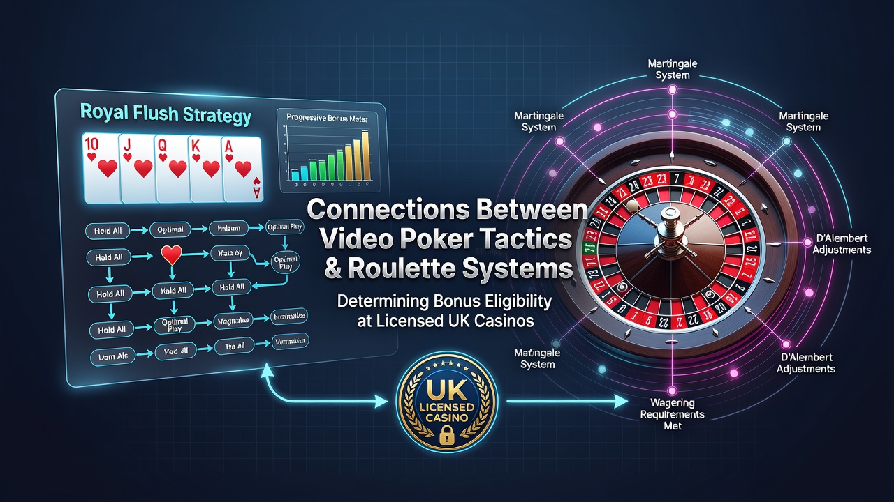 Visual representation of video poker and roulette game interfaces side by side on a casino platform