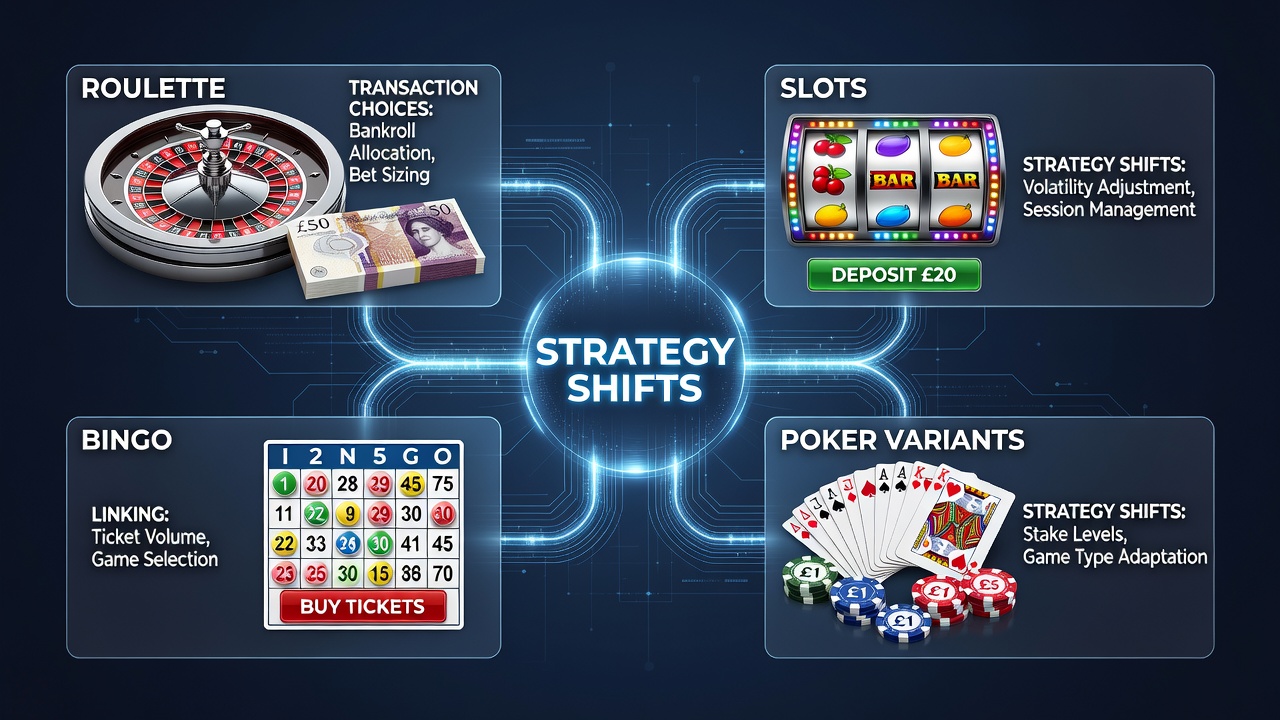 Illustration of transaction methods linked to game strategies on UK platforms