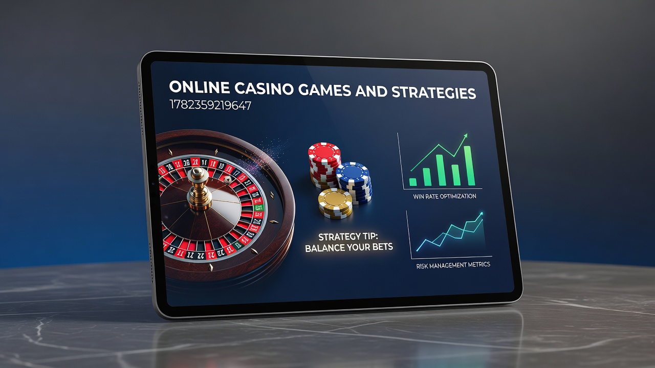 Overview of various online casino game interfaces including slots and table games displayed on digital screens