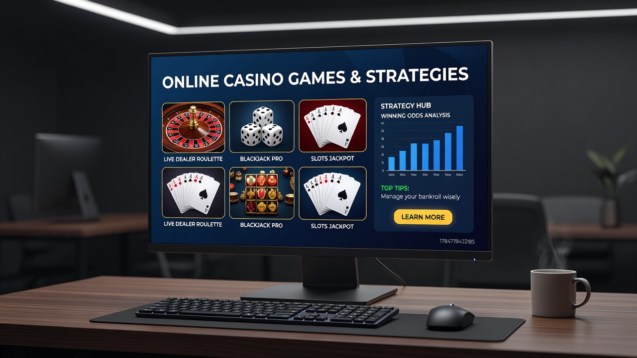 Strategic elements in digital casino play including charts and game screens