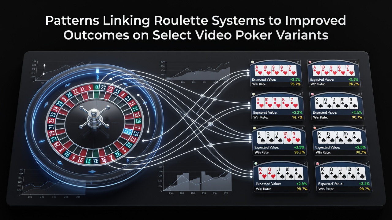 Roulette wheel and video poker screen side by side showing betting pattern overlaps