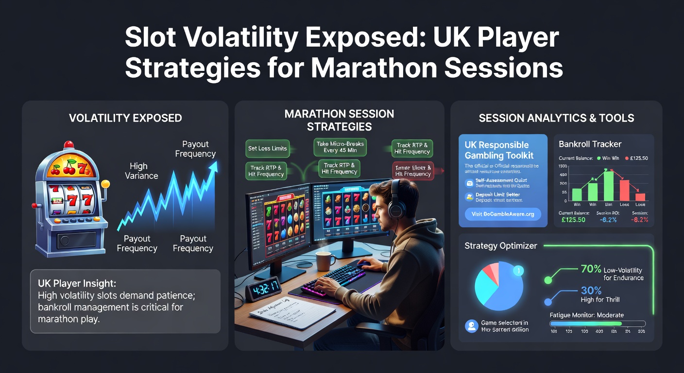 UK player at a laptop analyzing slot volatility graphs during a late-night session, with bankroll tracker on screen