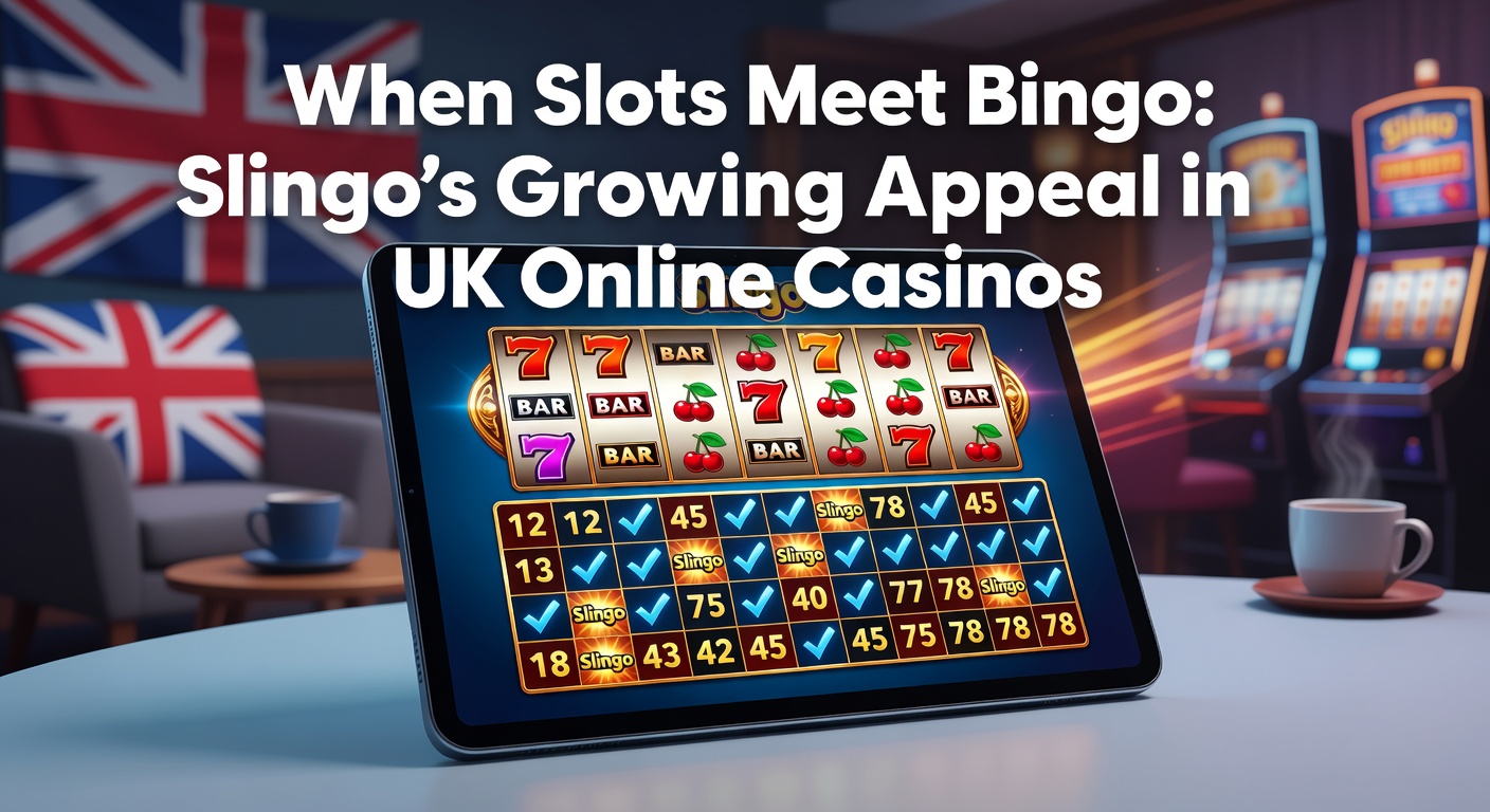 Vibrant Slingo game interface showing spinning reels combined with bingo cards in a colorful online casino setting